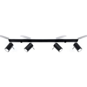 Spot da soffitto Round in nero, 4 luci lineare