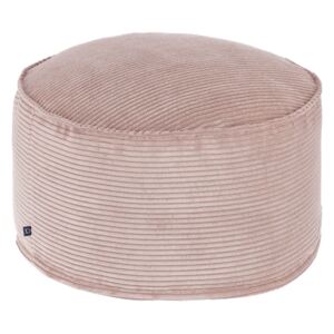Kave Home - Pouf grande Wilma Ø 70 cm velluto a coste rosa
