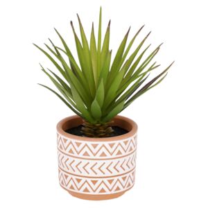 Kave Home - Piccola Palma artificiale in vaso in ceramica bianco e marrone