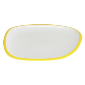 Kave Home - Piatto piano Odalin in porcellana bianca e giallo