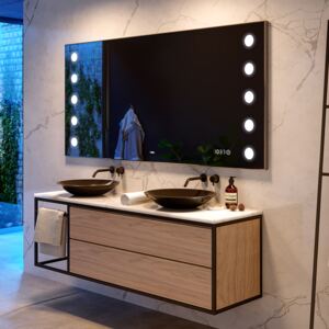 Specchio da bagno con Fasce Laterali sabbiate retroilluminate LED sul permietro L06