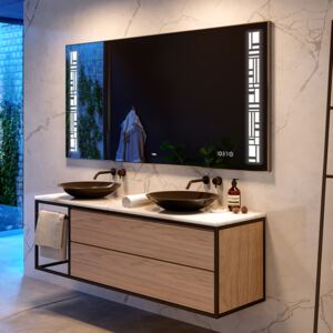 Specchio da bagno con Fasce Laterali sabbiate retroilluminate LED sul permietro L40