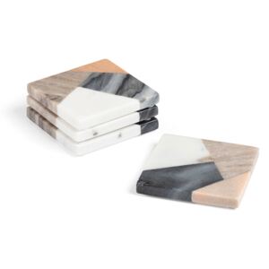 Kave Home - Set di 4 sottobicchieri quadrati Bradney marmo multicolore