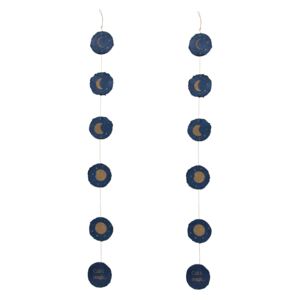 Kave Home - Set Astrea di 2 ornamenti decorativi da appendere fasi lunari blu et dorato