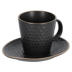 Kave Home - Tazzina da caffè Manami con piattino in ceramica nera