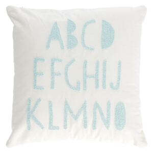 Kave Home - Fodera per cuscino Keila con alfabeto blu 100% cotone 45 x 45 cm