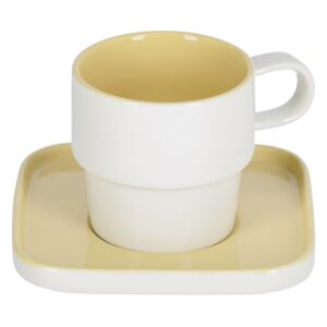 Kave Home - Tazzina con piattino Midori in ceramica gialla