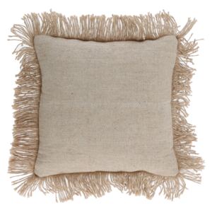 Kave Home - Fodera per cuscino Delcie in cotone beige con frange in juta, 45 x 45 cm