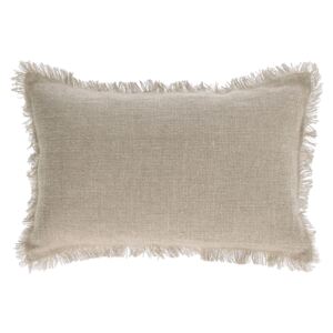 Kave Home - Fodera cuscino Ailen cotone e lino con frange beige 30 x 50 cm