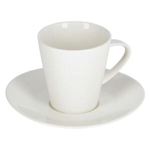 Kave Home - Tazza da caffè grande Pierina in porcellana bianca con piattino