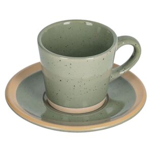 Kave Home - Tazzina da caffè con piattino Tilia in ceramica verde scuro