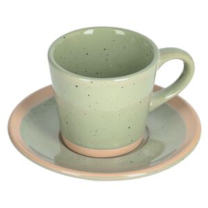 Kave Home - Tazzina da caffè con piattino Tilia in ceramica verde chiaro