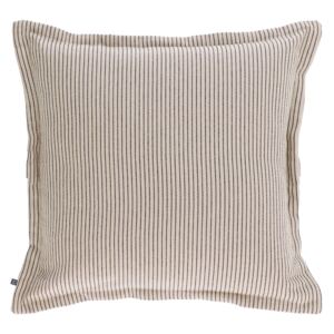Kave Home - Fodera per cuscino Aleria in cotone a righe marrone e beige 45 x 45 cm