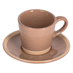 Kave Home - Tazzina da caffè con piattino Tilia in ceramica marrone chiaro
