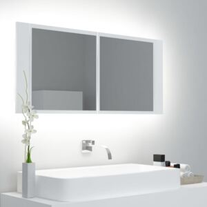VidaXL Armadietto a Specchio con Luci LED Bianco 100x12x45 cm