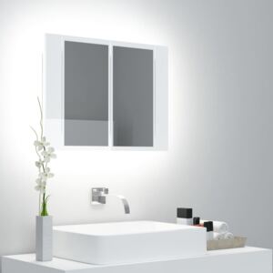 VidaXL Armadietto a Specchio con Luci LED Bianco Lucido 60x12x45 cm