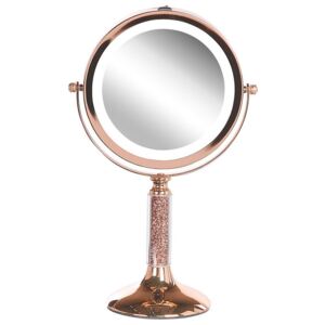 Specchio da tavolo LED rosa oro ø 18 cm BAIXAS Beliani