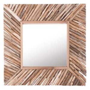 Beliani Specchio da muro in legno chiaro 60 x 60 cm KANAB