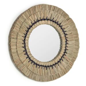 Kave Home - Specchio rotondo Akila beige in fibre naturali e corda di cotone nero Ø 60 cm