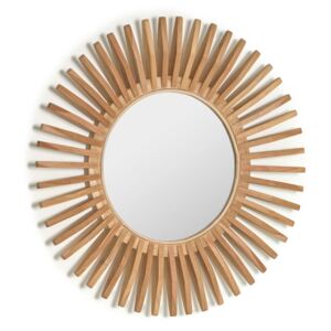 Specchio rotondo Ena in legno massello di teak Ø 79 cm