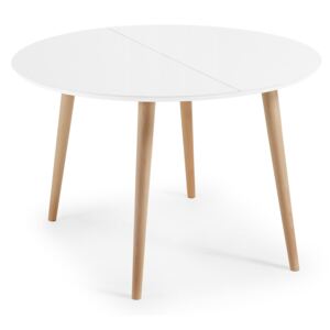 Kave Home - Oqui tavolo allungabile rotondo 120 (200) x 120 cm bianco