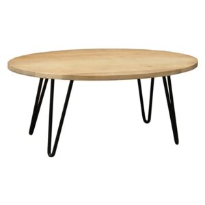Miliboo Tavolino basso ovale L100 x l55 cm in legno massello di mango VIBES