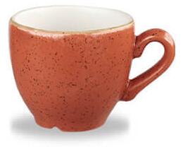 Stonecast è una collezione di porcellane rustiche decorate a mano. Tazza caffè in porcellana arancione puntillata resistente a urti e graffi