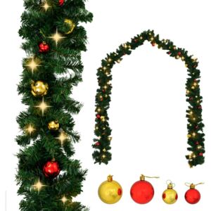 VidaXL Ghirlanda di Natale Decorata con Palline e Luci a LED 10 m