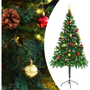 VidaXL Albero di Natale Artificiale Decorato Palline LED 180 cm Verde