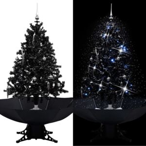 VidaXL Albero di Natale con Nevicata e Base ad Ombrello Nero 140cm PVC
