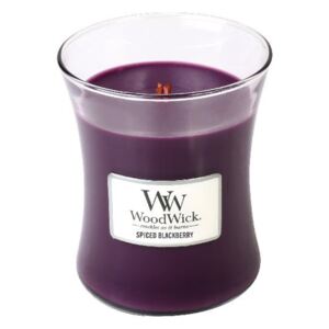 WoodWick viola profumata candela Spiced Blackberry giara media