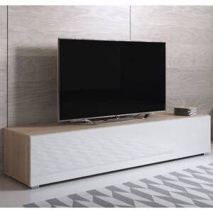 Mobile TV modello Luke H2 (160x32cm) colore sonoma e bianco con piedini standard
