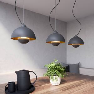 Lampada a sospensione Gretja, 3 luci, nero-oro
