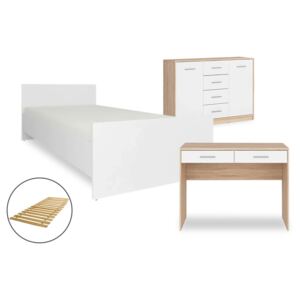 Set di mobili BDJ51 Sonoma quercia + bianco 90 x 200 cm