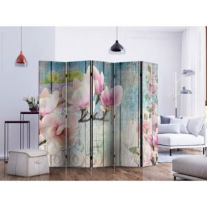 Paravento design Pink Flowers on Wood II [Room Dividers]