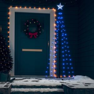 VidaXL Albero di Natale a Cono Decorato Blu con 100 LED 70x180 cm