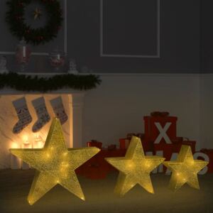 VidaXL Decorazioni di Natale Stelle a LED 3 pz Oro per Interni Esterni