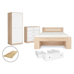 Set di mobili BDJ61 Sonoma quercia + bianco 140 x 200 cm