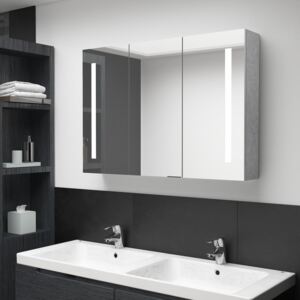 VidaXL Armadietto Bagno con Specchio e LED Grigio Cemento 89x14x62 cm