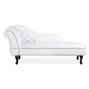 Chaise Longue in Ecopelle Bianca Versione Sinistra Stile Chesterfield Beliani