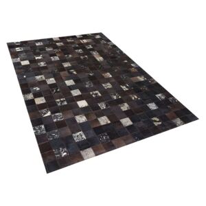 Tappeto patchwork in pelle marrone scura e beige - 160x230cm - BANDIRMA Beliani