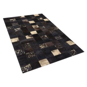 Tappeto patchwork in pelle marrone scura e beige - 140x200cm - BANDIRMA Beliani