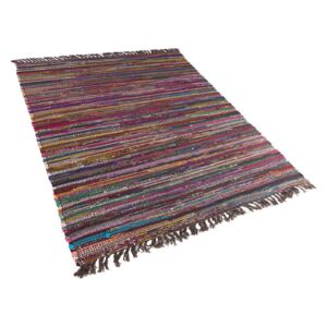 Tappeto multicolore scuro in cotone con fronde - 160x230cm - DANCA Beliani