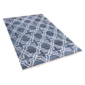 Tappet in cotone blu - Tappeto rettangolare design moderno - 140x200cm - ADIYAMAN Beliani