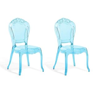 Set di 2 sedie da pranzo in plastica azzurra trasparente VERMONT Beliani