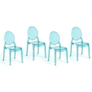 Set di 4 Sedie in Materiale Sintetico Blu Trasparente Senza Braccioli Beliani