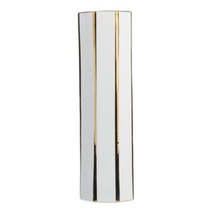 Vaso da Fiori Ceramica Bianca e Oro Forma Ottagonale Moderna 40 cm Beliani