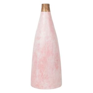 Vaso Alto Decorativo in Ceramica Rosa con Collo Dorato 14 x 31 cm Beliani