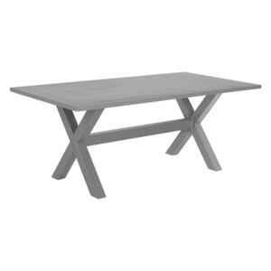 Tavolo da Esterno Rettangolare Alluminio Grigio Piano a Doghe 200 x 105 cm Beliani