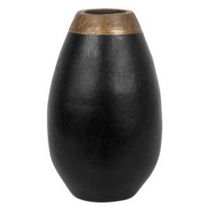 Vaso Decorativo in Ceramica Nera e Oro Design Eclettico 10 x 32 cm Beliani